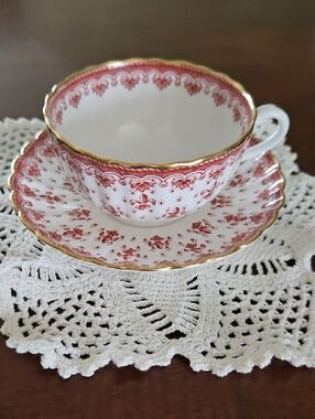 Spode Bone China Fleur De Lys Tea Cup & Saucer